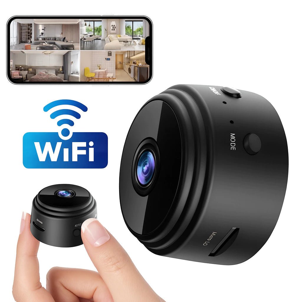 Mini cámara espía Wi-Fi 1080p monitoreando una habitación en tiempo real